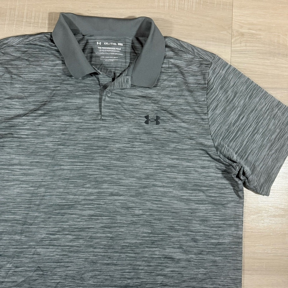 Under Armour The Performance‎ Polo heather gray golf shirt Size 2XL Stretch
